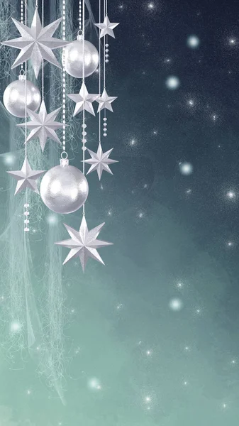 Christmas Shining Background New Year Silver Balls Fantastic Blurred Cloud — Stock Photo, Image