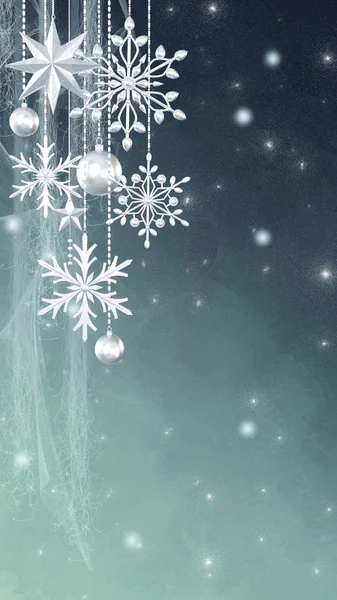 Christmas shining background New Year, silver balls, fantastic blurred cloud and sky gradient, soft focus, grunge texture, glittering sparkling stars, curls, burning lights, dream. 3d rendering