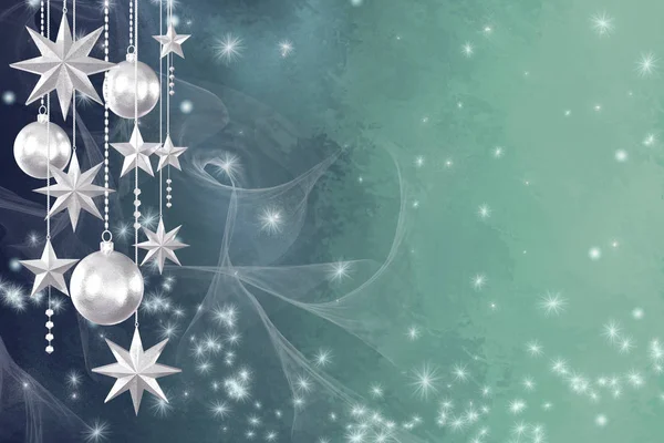 Різдвяні Блискучі Фону Новий Рік Срібні Кульки Фантастичні Розмиті Хмари — стокове фото