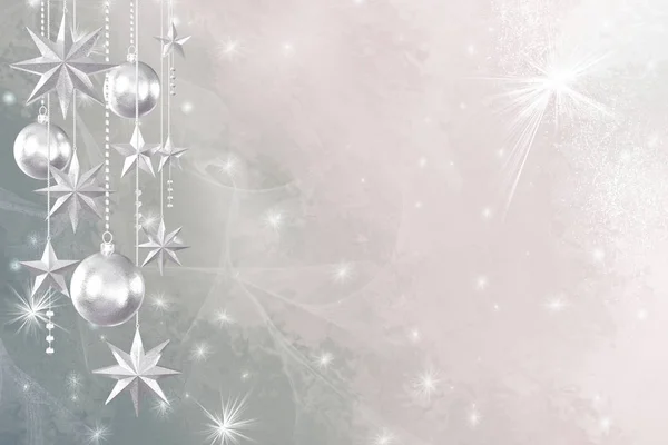 Yılbaşı Parlayan Arka Plan Yeni Yıl Gümüş Topları Fantastik Bulanık — Stok fotoğraf
