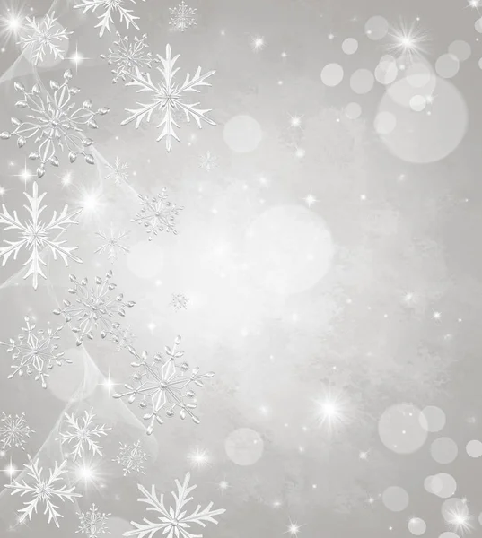 Christmas Shining Background New Year Silver Snowflake Fantastic Blurred Cloud — Stock Photo, Image