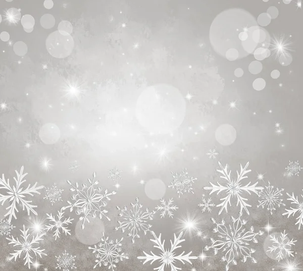 Christmas Shining Background New Year Silver Snowflake Fantastic Blurred Cloud — Stock Photo, Image