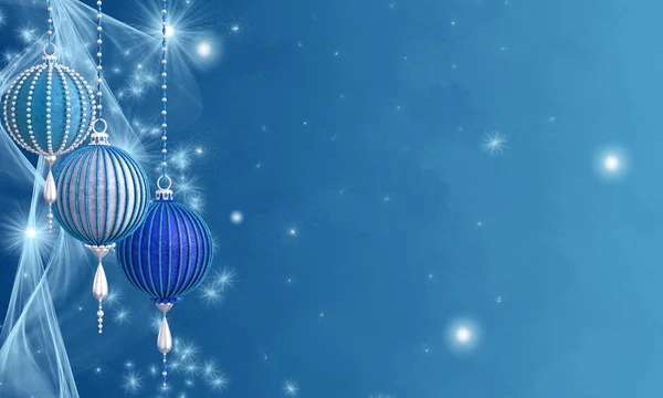 Weihnachten Glänzenden Hintergrund Neujahr Silberne Kugeln Schneeflocke Fantastische Verschwommene Wolke — Stockfoto