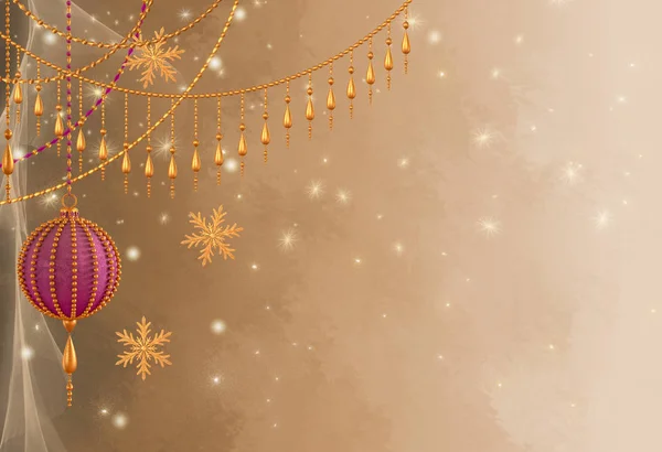 Noel Parlayan Arka Plan Yeni Yıl Gümüş Kar Tanesi Top — Stok fotoğraf