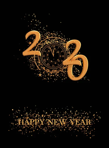 Новогодний Сияющий Фон 2020 Год Круглые Золотые Часы Светящиеся Круги — стоковое фото