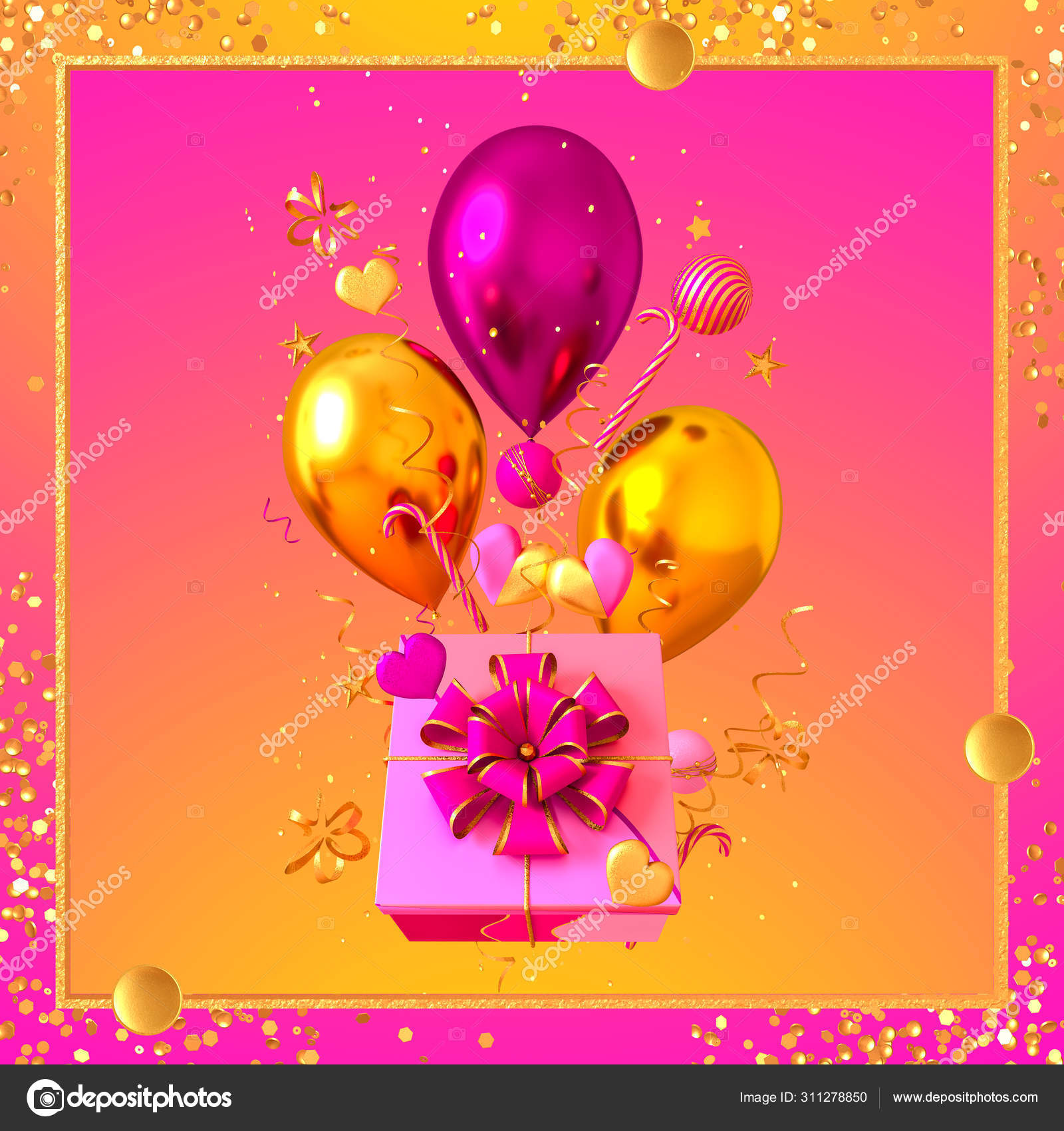 Illustration D'anniversaire Festive Avec Des Ballons D'hélium Colorés Grand  Numéro 100 Ballon En Feuille D'or Et Inscription Joyeux Anniversaire Sur  Fond Blanc