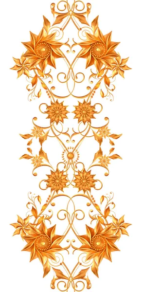 Gestileerde Gouden Bladeren Bloemen Glanzende Bessen Delicate Krullen Geometrische Vorm — Stockfoto