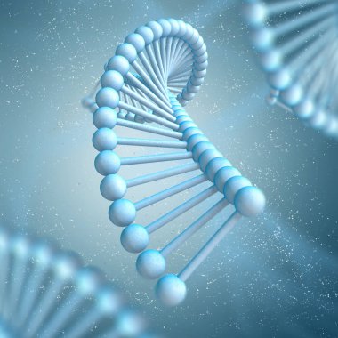 Tıbbi soyut kavramsal geçmiş. Zincir DNA, RNA kodu, bileşen elementlerin kimyasal formülleri, biyolojik yapı, 3D oluşturma