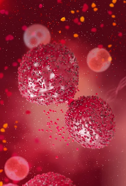 Tıbbi Soyut Arkaplan Bölünme Sürecindeki Mikroskobik Hücreler Plazma Içinde Yüzer — Stok fotoğraf