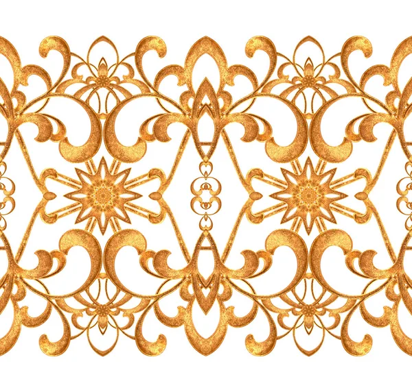 Seamless Pattern Golden Textured Curls Oriental Style Arabesques Brilliant Lace — Stock Photo, Image