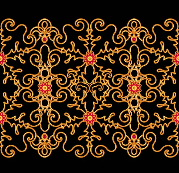 Bezproblémový Vzorec Zlaté Kudrlinky Arabesques Orientálního Stylu Brilantní Krajka Stylizované — Stock fotografie