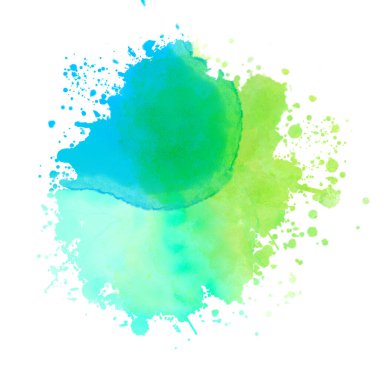 Soyut illüstrasyon, yuvarlak şekilli suluboya lekesi, izole edilmiş.