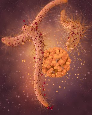 Tehlikeli patojenik bakteriler, Escherichia coli, kolibacillus, mide enfeksiyonu patojeni, tıbbi soyut geçmiş, konsept, 3 boyutlu görüntüleme