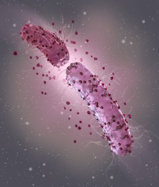 Tehlikeli patojenik bakteriler, Escherichia coli, kolibacillus, mide enfeksiyonu patojeni, tıbbi soyut geçmiş, konsept, 3 boyutlu görüntüleme