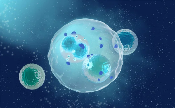 Медицинский Абстрактный Фон Микроскопические Клетки Процессе Деления Плавают Плазме Эмбрионе — стоковое фото
