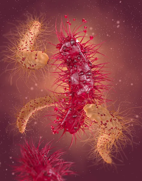 병원성 박테리아 Escherichia Coli Colibacillus 감염의 병원균 의학적으로 추상적 렌더링 — 스톡 사진