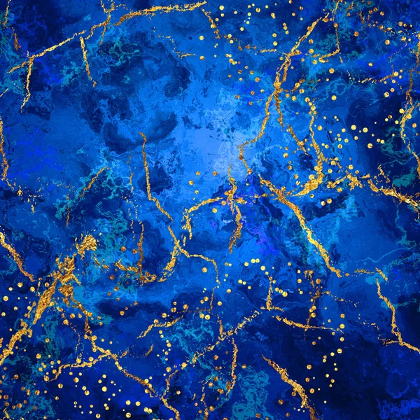 Blue Marble Texture Oriental Ebru Technique Modern Art Mixed Acrylic — Stock Photo, Image