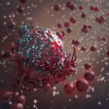 Tıbbi ve bilimsel kavramlar, kötü huylu, kötü huylu, kanser hücreleri, 3 boyutlu illüstrasyon