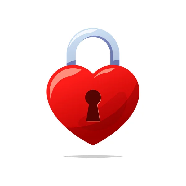 Heart Shaped Padlock Vector Isolated White Background — Stock Vector