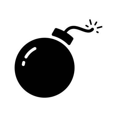 Beyaz arkaplanda izole edilmiş yuvarlak bomba simgesi