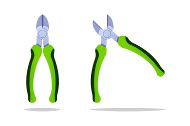 Beyaz arkaplanda izole edilmiş pense ve tel kesici vektörü