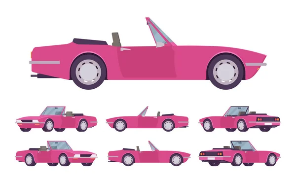 Ensemble chat cabriolet dame rose — Image vectorielle