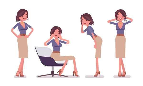 Secretaria sexy en poses tentadoras — Vector de stock