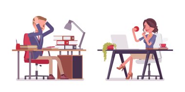 Erkek ve kadın ofis sekreter masasında