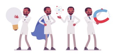 Erkek siyah bilim adamı ve dev şeyler