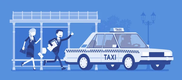 Persone che prendono un taxi — Vettoriale Stock