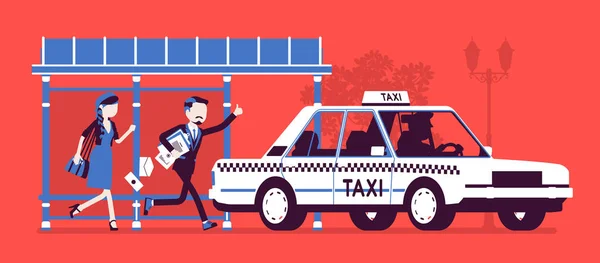 Persone che prendono un taxi — Vettoriale Stock
