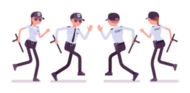 Çalışan erkek ve kadın güvenlik görevlisi