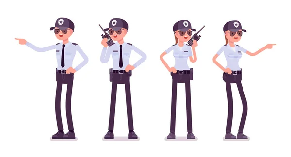 Guardia de seguridad masculino y femenino — Vector de stock