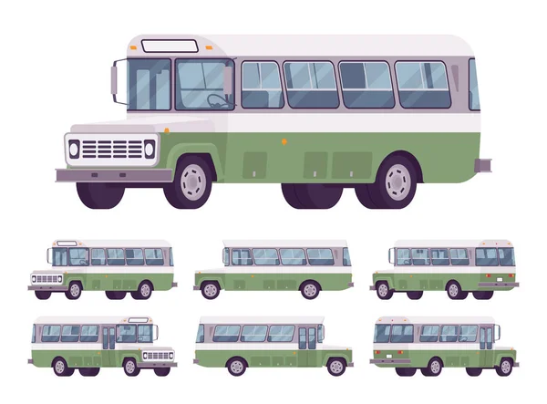 Zöld retro busz — Stock Vector