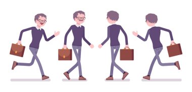 Yürüyüş ve çalışan erkek öğretmen