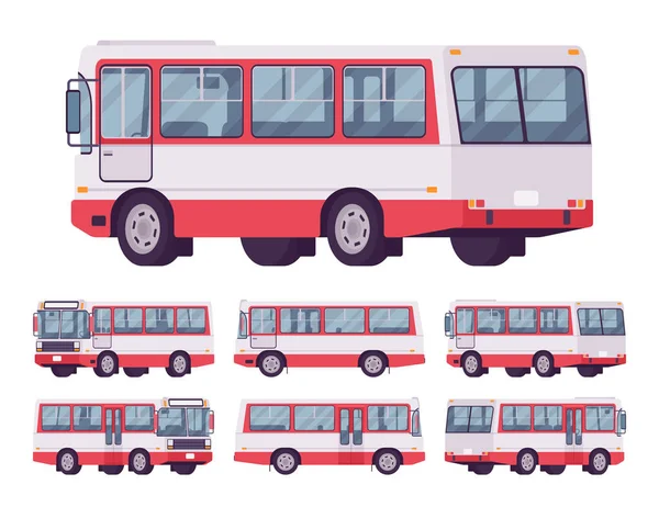 Zestaw czerwony autobus — Wektor stockowy
