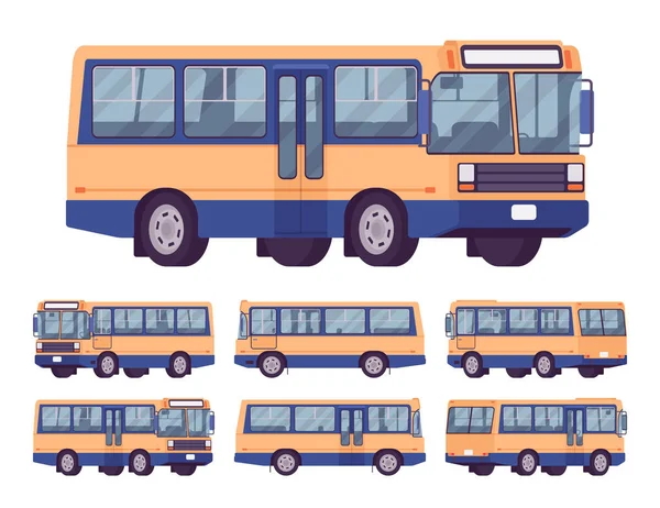 Bus naranja-azul conjunto — Archivo Imágenes Vectoriales