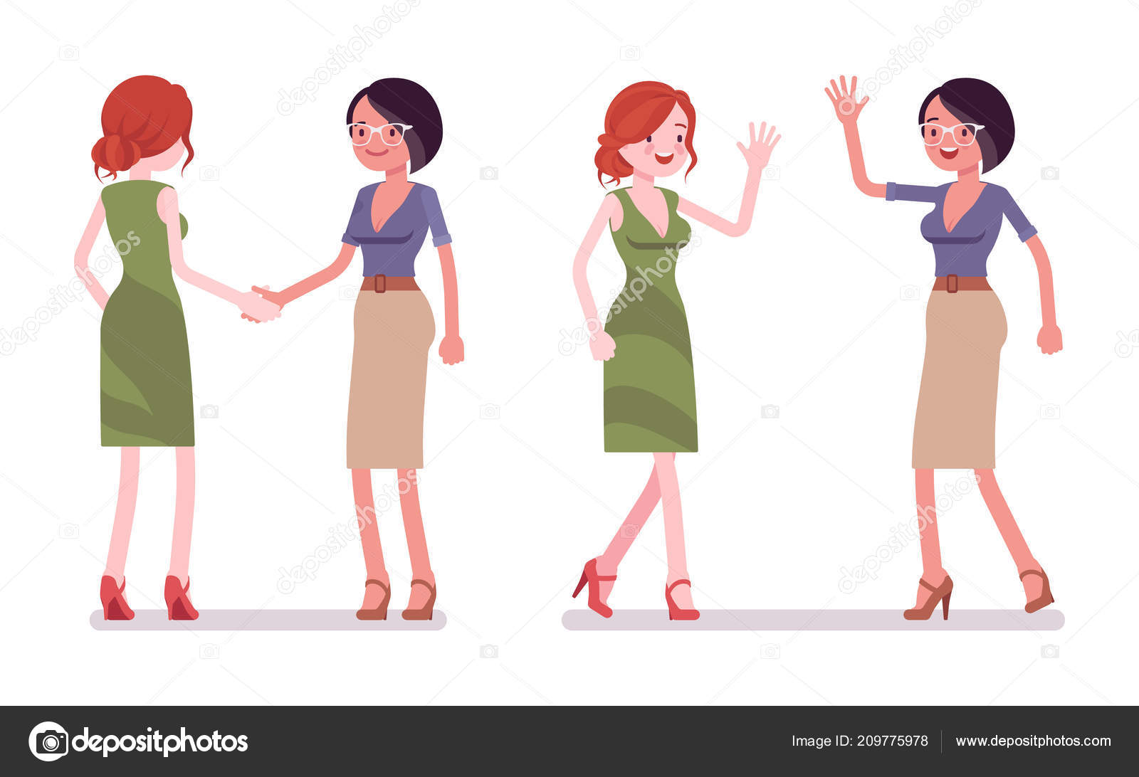 Female friends greeting Stock Vector Image by ©Andrew_Rybalko #209775978 Female friends greeting Stock Vector Image by ©Andrew_Rybalko #209775978