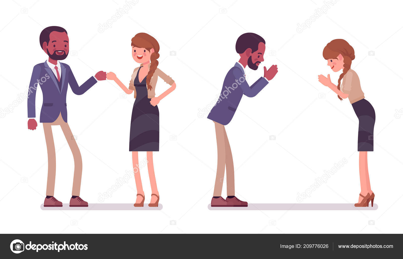 Male and female partners greeting Stock Vector Image by ©Andrew_Rybalko  #209776026