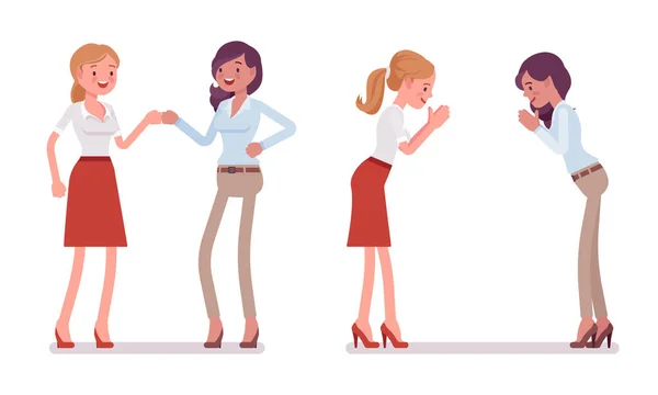 Saludos de las parejas femeninas — Vector de stock