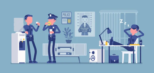 Μεσημεριανό διάλειμμα σε αστυνομικό τμήμα — Διανυσματικό Αρχείο