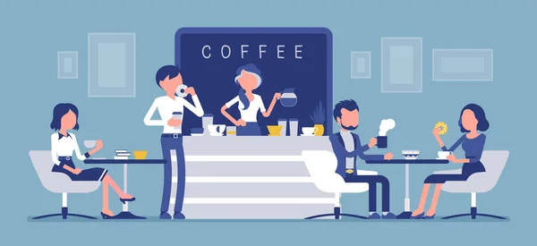 Cafe sklep i ludzi, relaks — Wektor stockowy