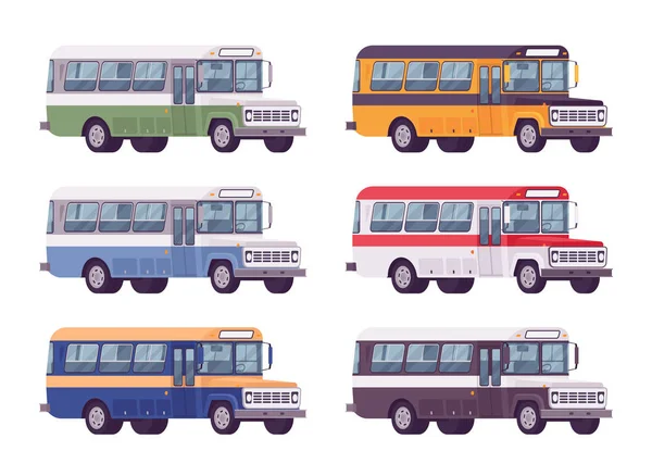 レトロなバスの鮮やかな色の設定 — ストックベクタ