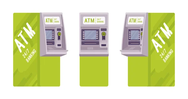 Automated teller machine in a green color — Stock Vector