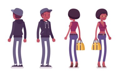 Genç siyah erkek ve kadın ayakta