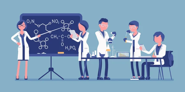 Étudiants dans le laboratoire — Image vectorielle