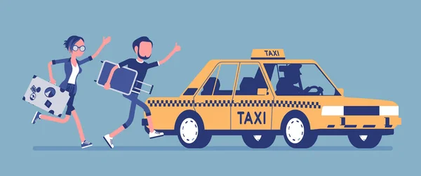 Perseguir um táxi — Vetor de Stock