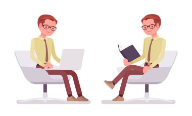 Erkek katip oturma ve çalışma