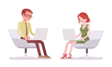 Oturma ve çalışma erkek ve dişi katip