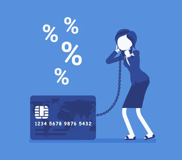 Carta di credito, problema tasso percentuale titolare della carta femminile — Vettoriale Stock